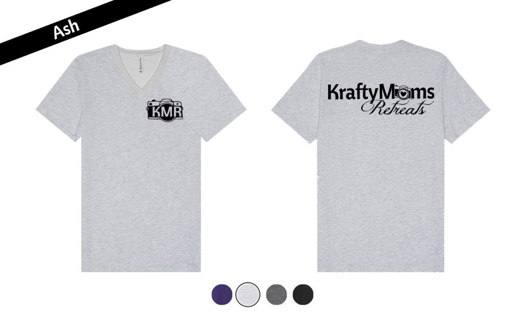 KraftyMoms Retreats KraftyMerchandise V-Neck 3501 Ash Camera