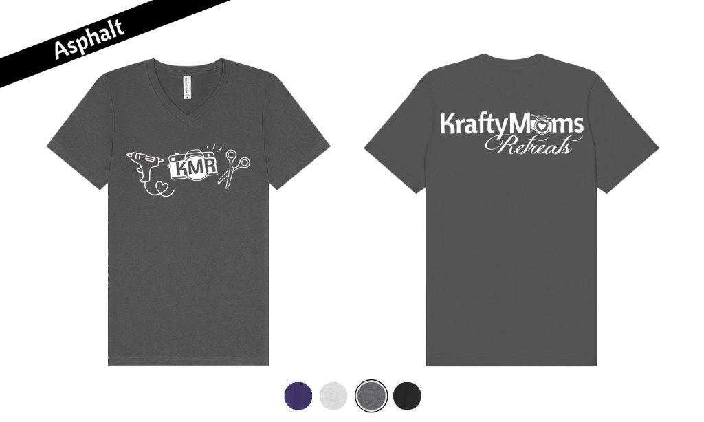 KraftyMoms Retreats KraftyMerchandise V-Neck 3501 Ashpalt Tri-Icons