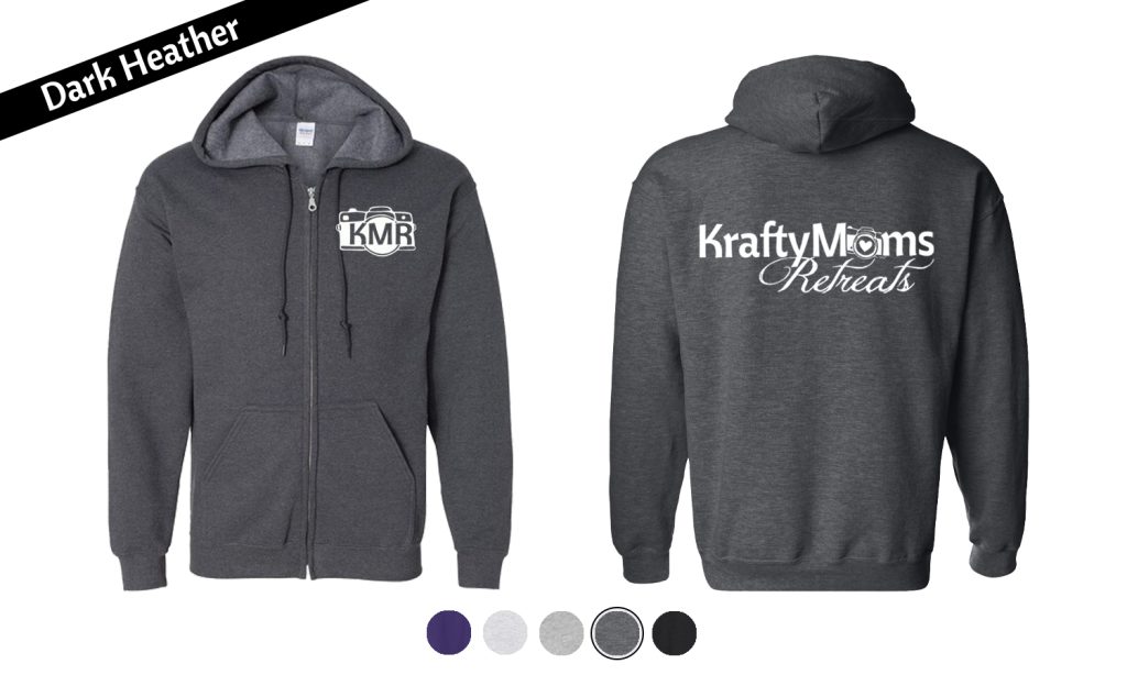 KraftyMoms Retreats KraftyMerchandise Zip-Up 18600 Dark Heather Camera